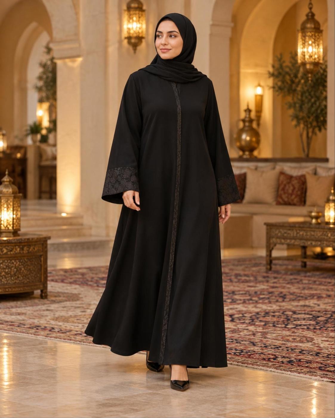عباية خليجي سدرة سوداء — إطلالة مسائية